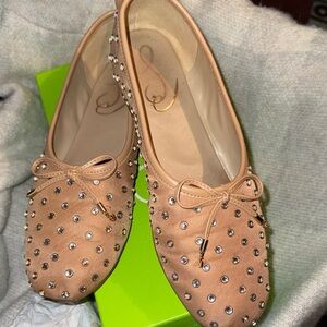 Studded Tan Ballet Flats- Sam Edelman